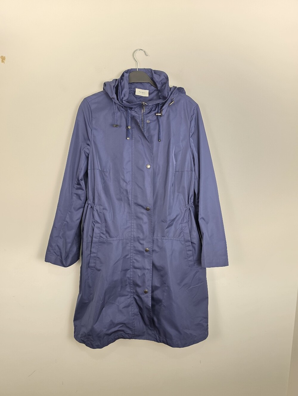 Akris punto Navy Blue Hooded Utility Rain Coat Jacket Size 12 - Picture 9 of 14